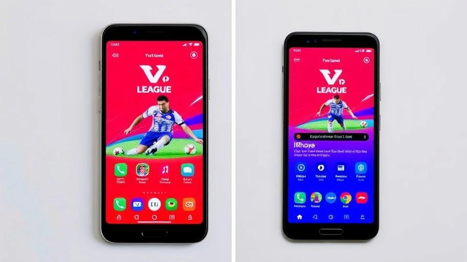 Ảnh so sánh ứng dụng V League Hàn Quốc.