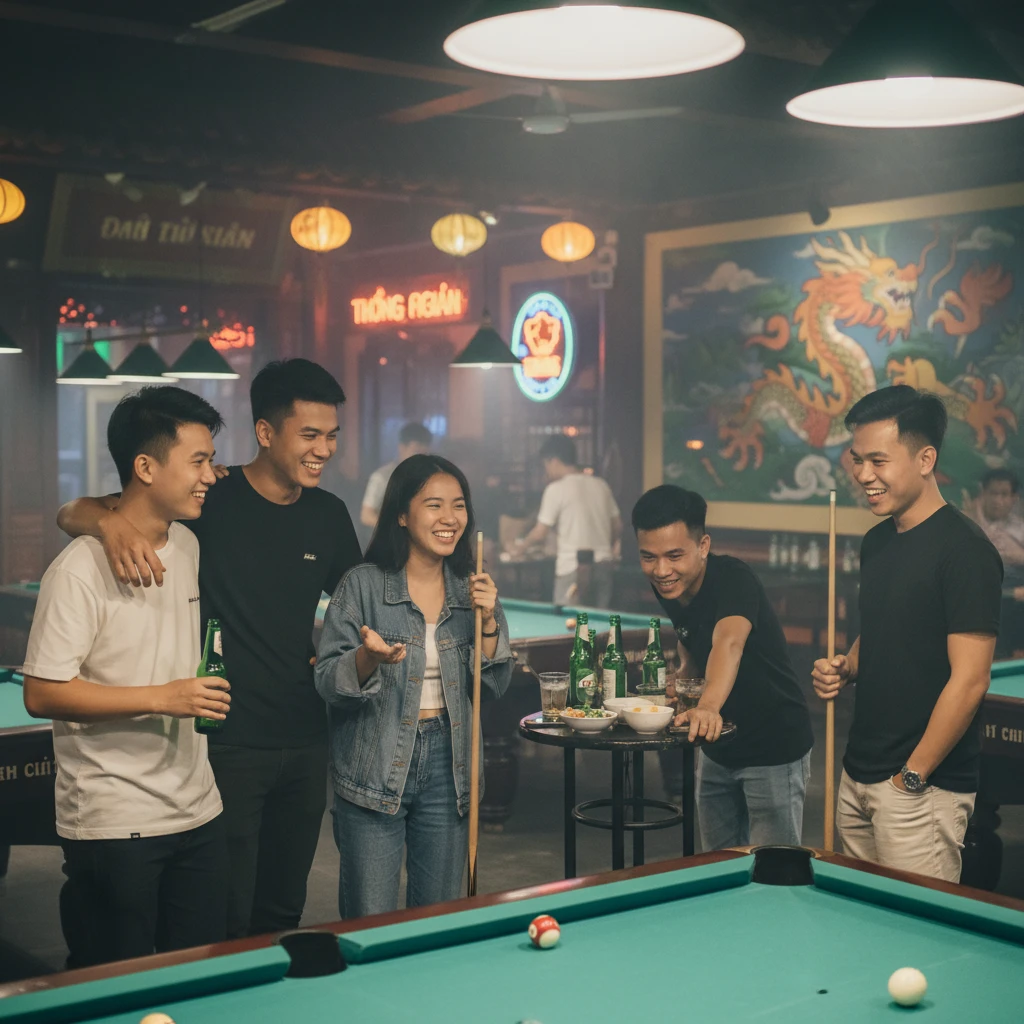 Giao lưu xã hội tại câu lạc bộ bi a