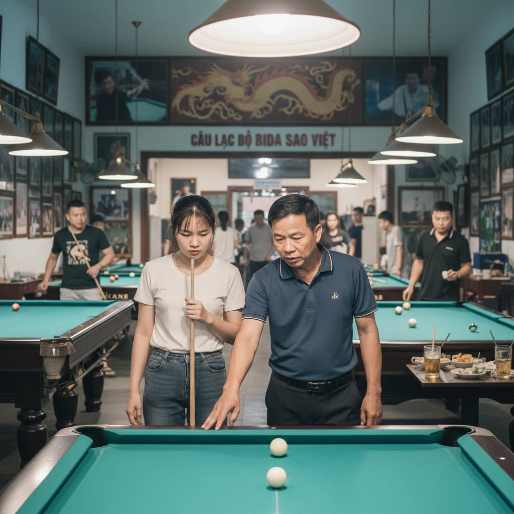 Huấn luyện viên hướng dẫn tại câu lạc bộ bi a