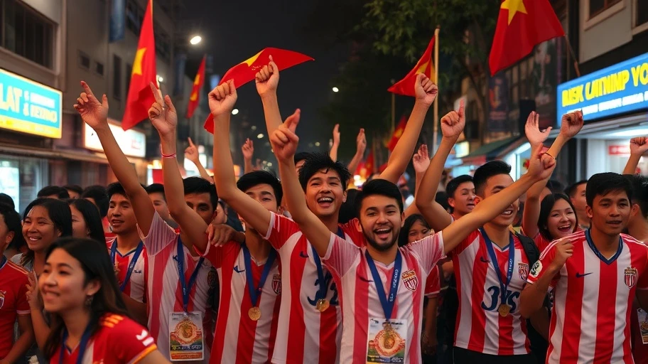 Người hâm mộ bóng đá ăn mừng