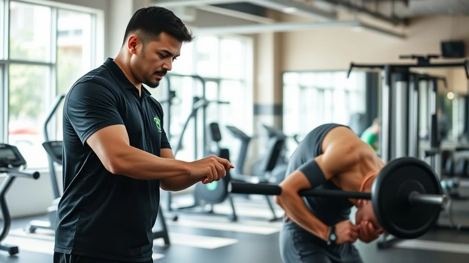 Personal trainer supervising workout