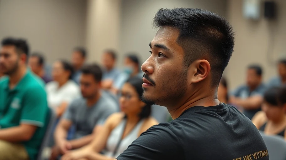 Trainer attending fitness seminar