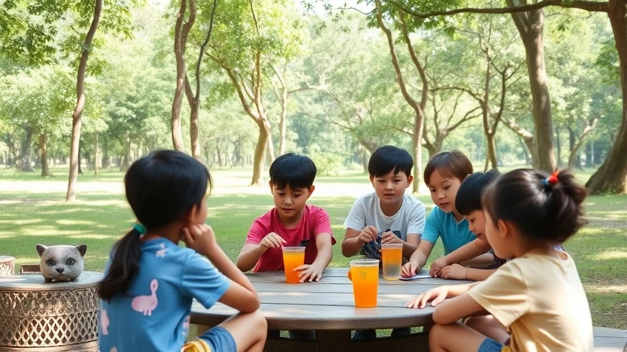 Trẻ em tham gia hoạt động đội nhóm tại câu lạc bộ hè.