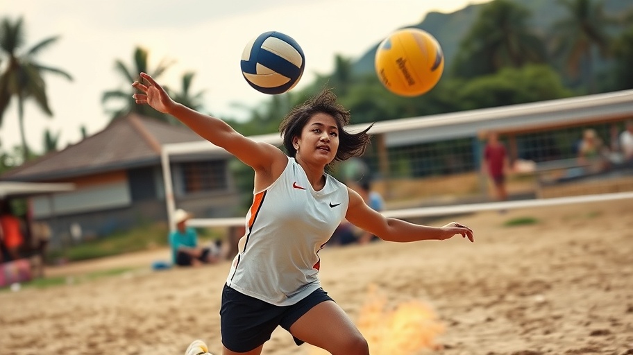 Vận động viên bóng chuyền Việt Nam thi đấu.