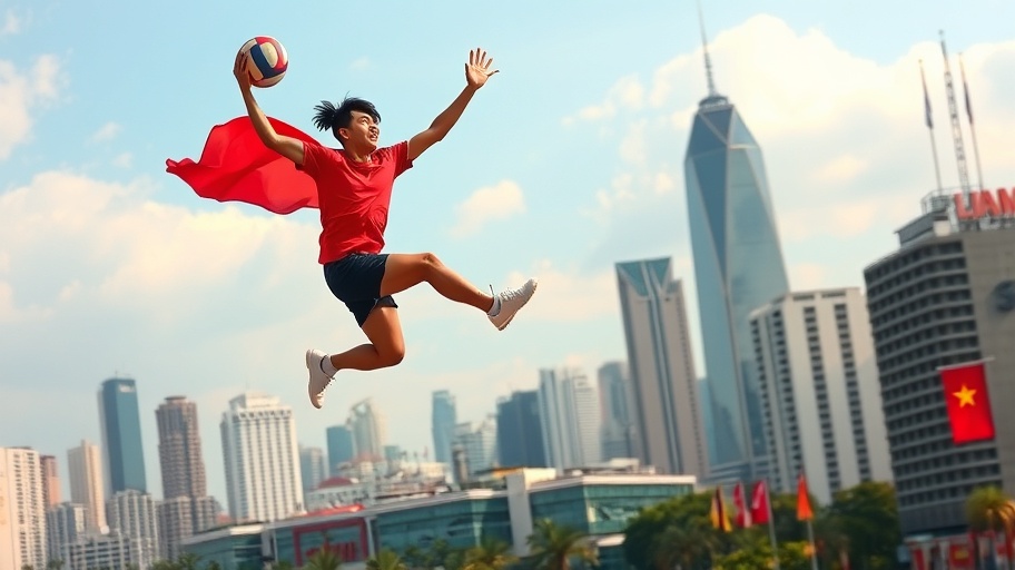 Vận động viên Phạm Thị Hiền trong một cú bật đà