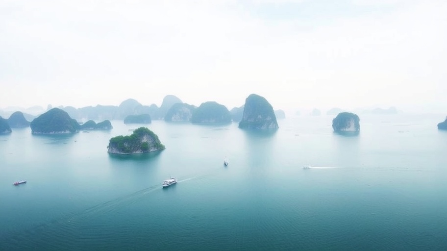 Vịnh Hạ Long với cảnh biển đẹp mắt.